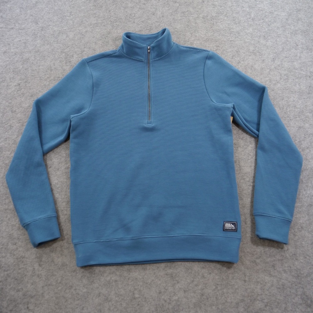 Eddie Bauer Sweatshirt Men Small Blue 1/4 Zip Pullover Ribbed Mock New